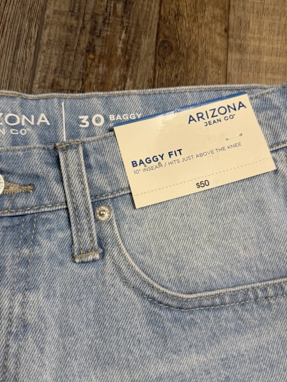 Arizona Mens Shorts 30W Black & Blue Baggy Fit 10